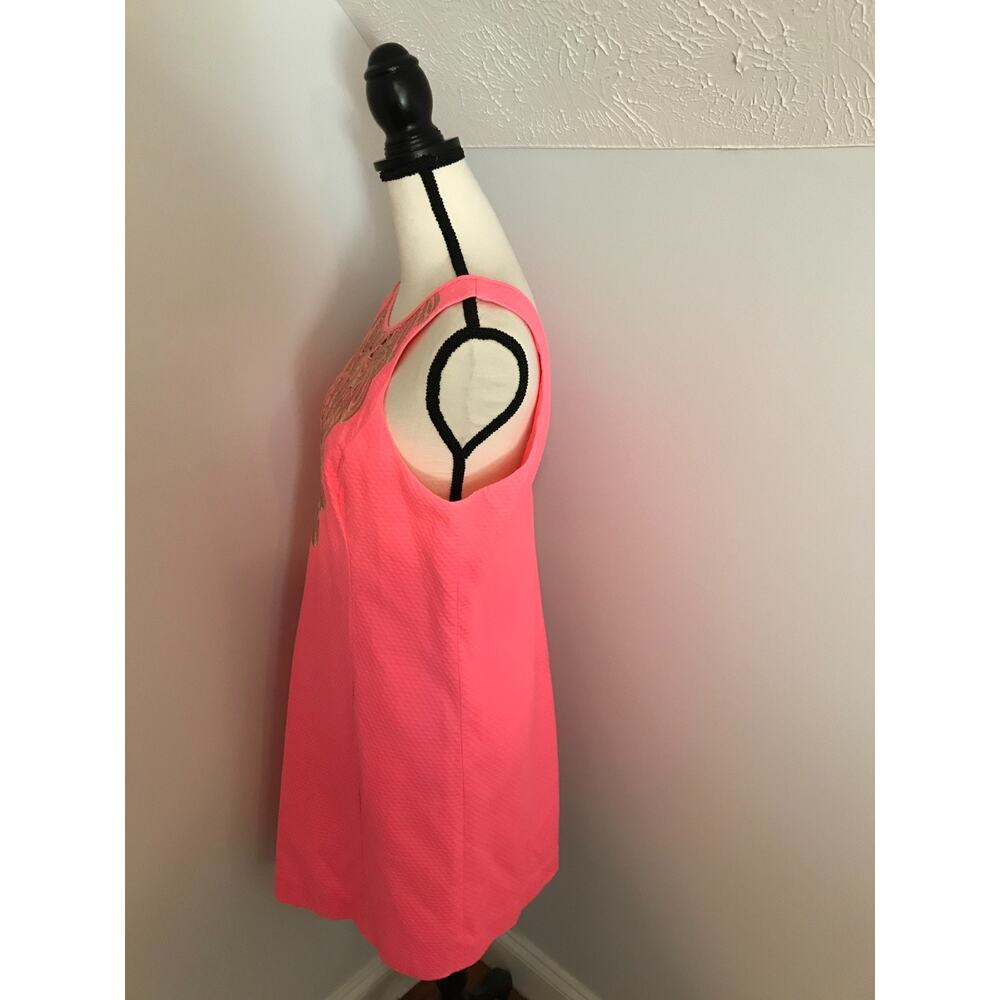 Lilly Pulitzer Largo Shift Dress Size 10 Pink Sun Ray Gold Embroidered - Picture 3 of 12